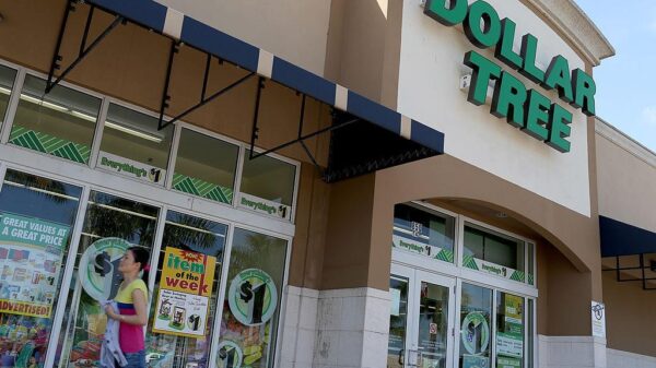 Exterior of a Dollar Tree store with signage that reads “$1”