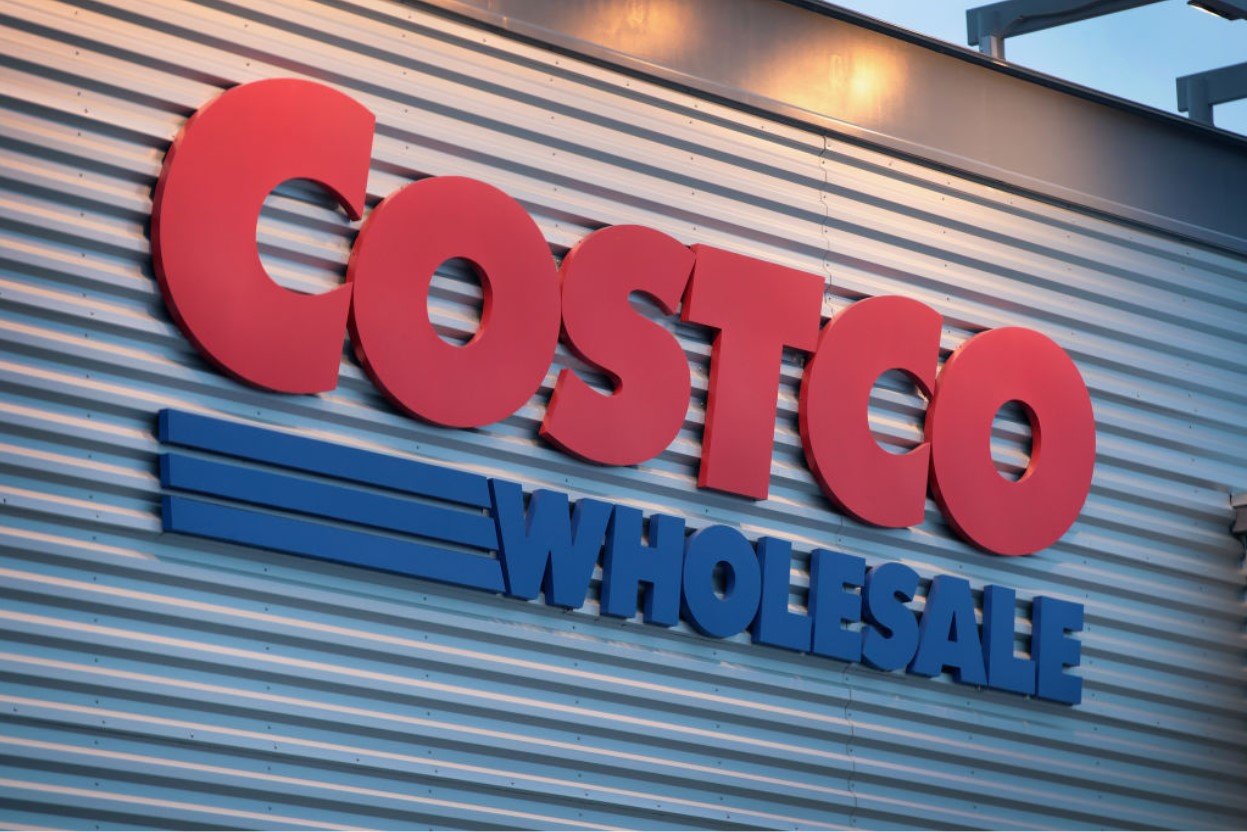 A sign marks the location of a Costco store in Chicago, Illinois