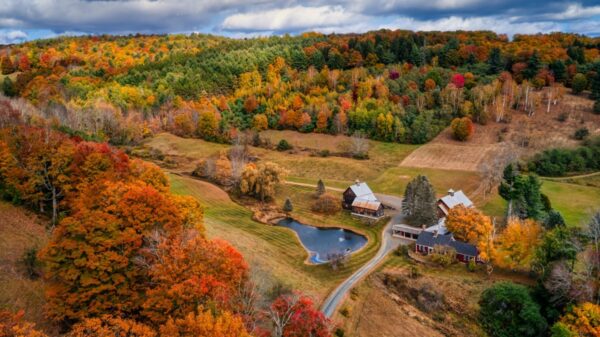 Stunning aerial view of landscape in Vermont