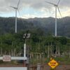 Windmills at Kahuku on the island of Oahu, Hawaii.