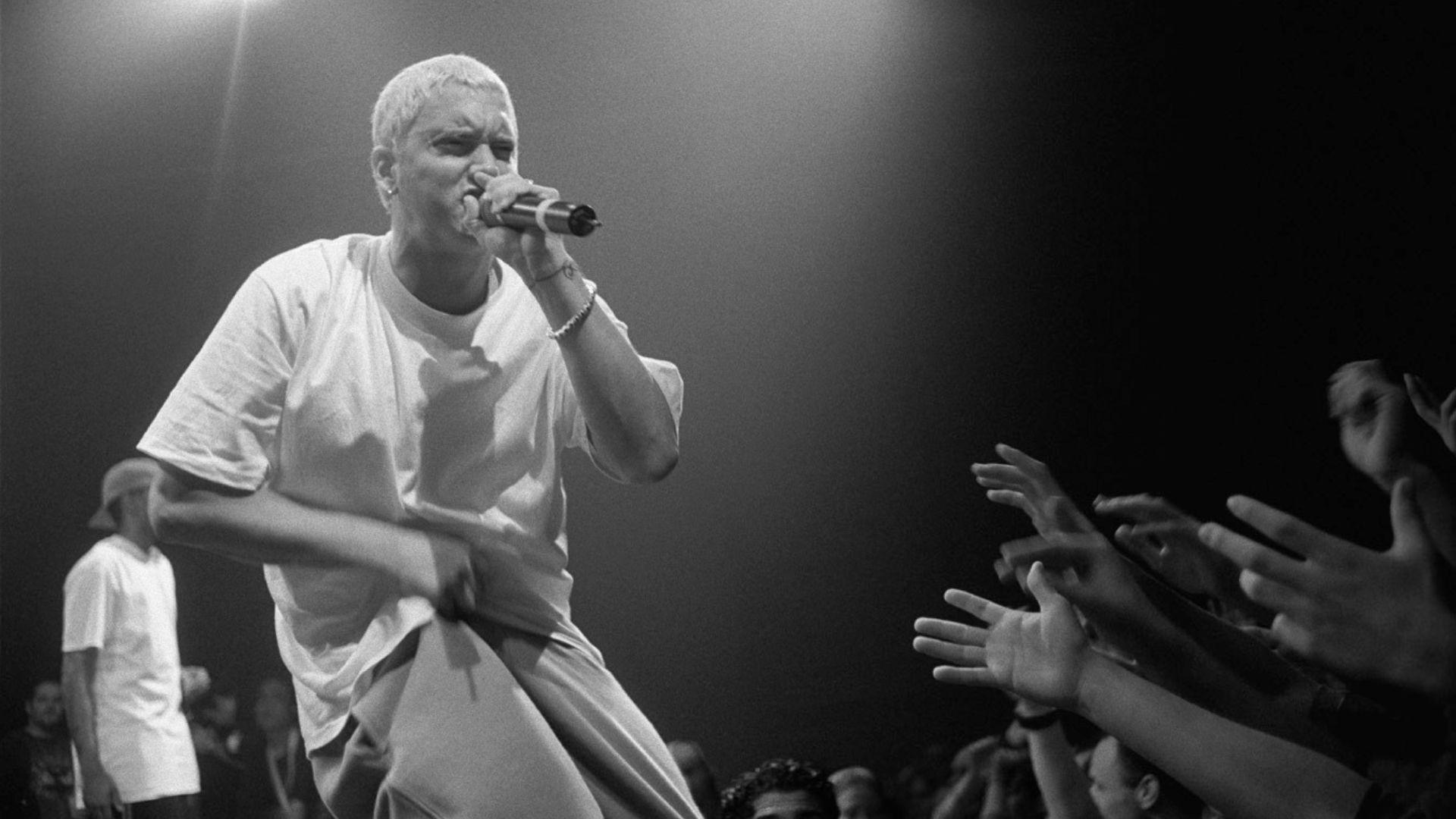 Eminem on Stage Black and White