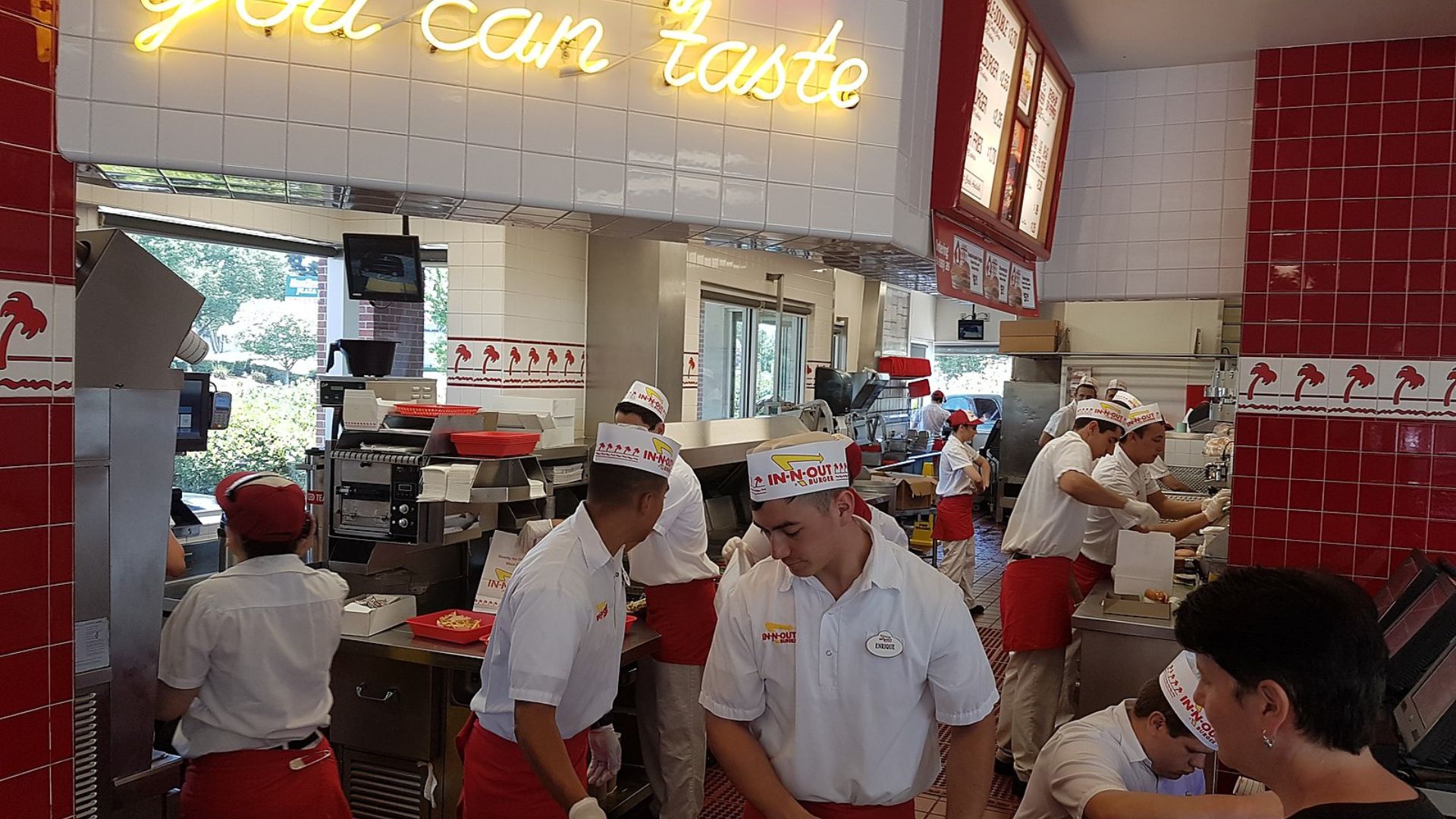 In N Out Employees Working Inside In N Out Restaurant